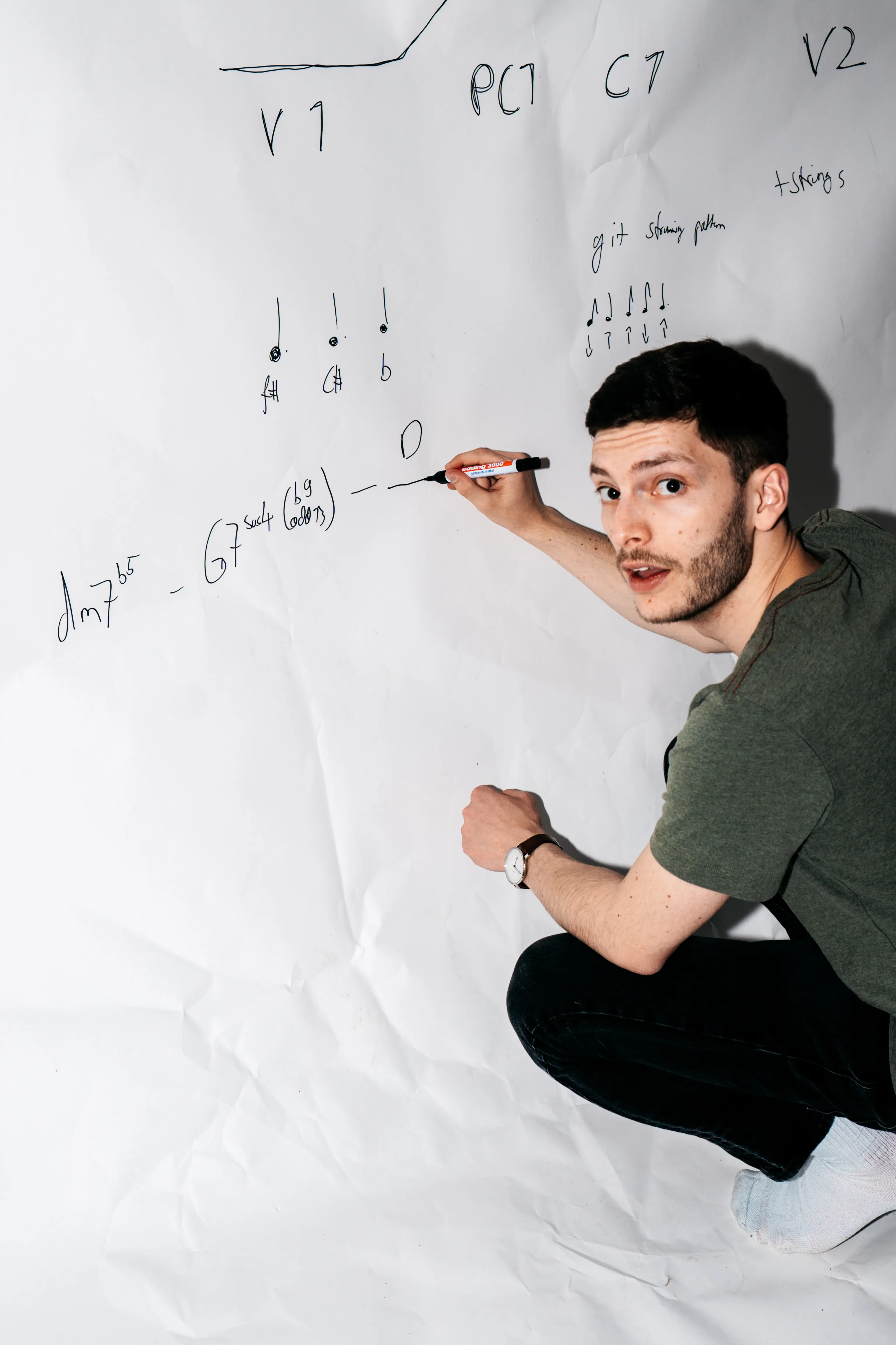 Lukas Roth mit Kopfhörern und MIDI-Setup